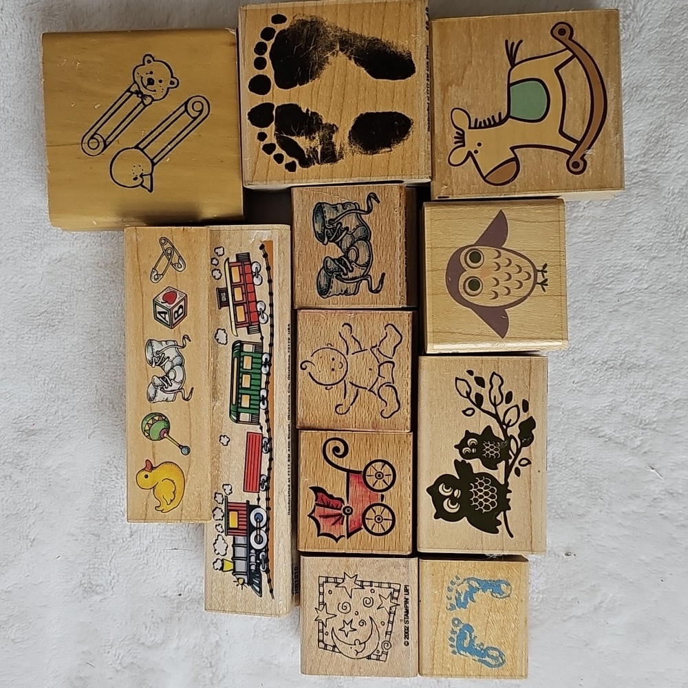 Rubber Stamps Babies Baby Shower Themed Lot of 12 Pre-owned.